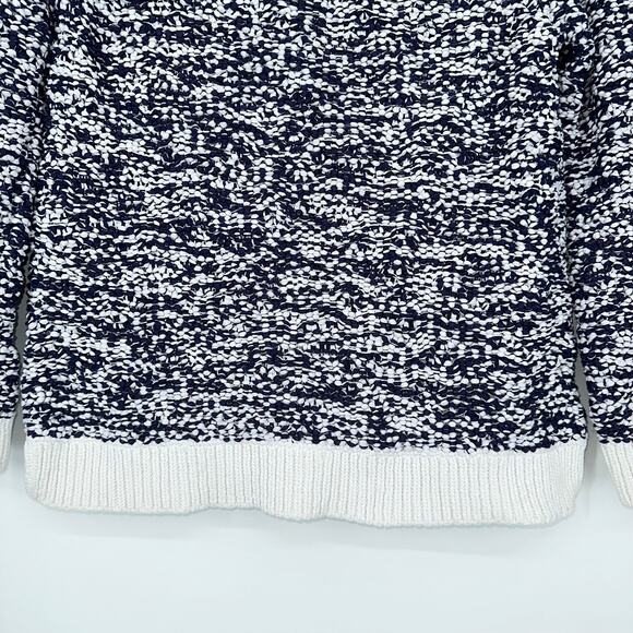 Rag & Bone Marley Chunky Knit Cropped Crew Neck Sweater Navy Blue/ White - Picture 8 of 12